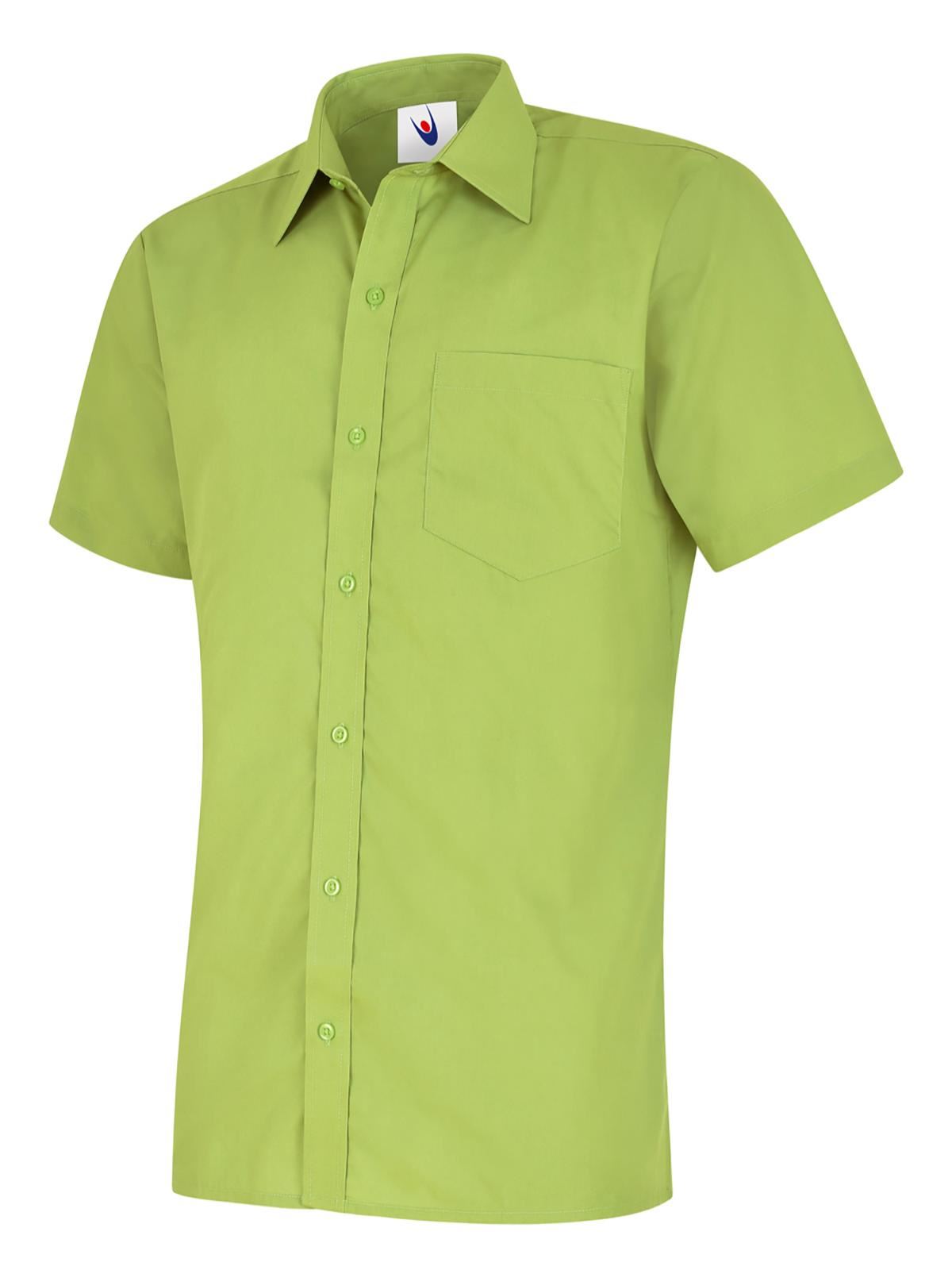 Uneek Men's Poplin Short Sleeve Shirt, Lime, Size 18.5