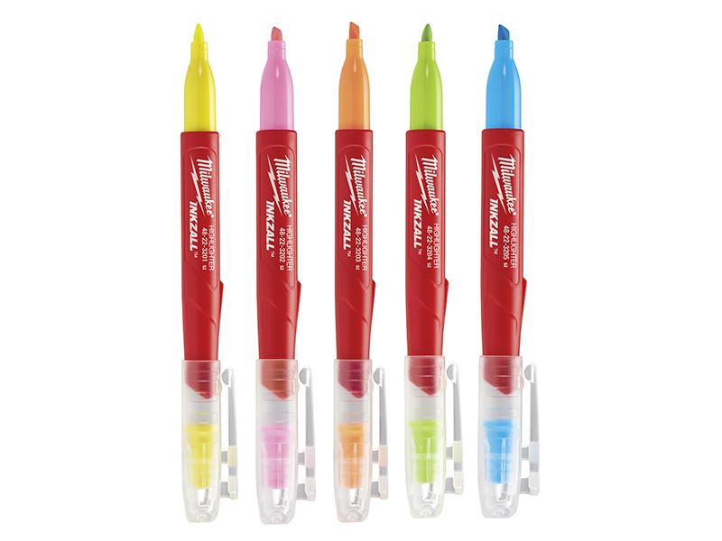 Milwaukee INKZALL™ Markeerstift 5-Pack, Diverse Kleuren