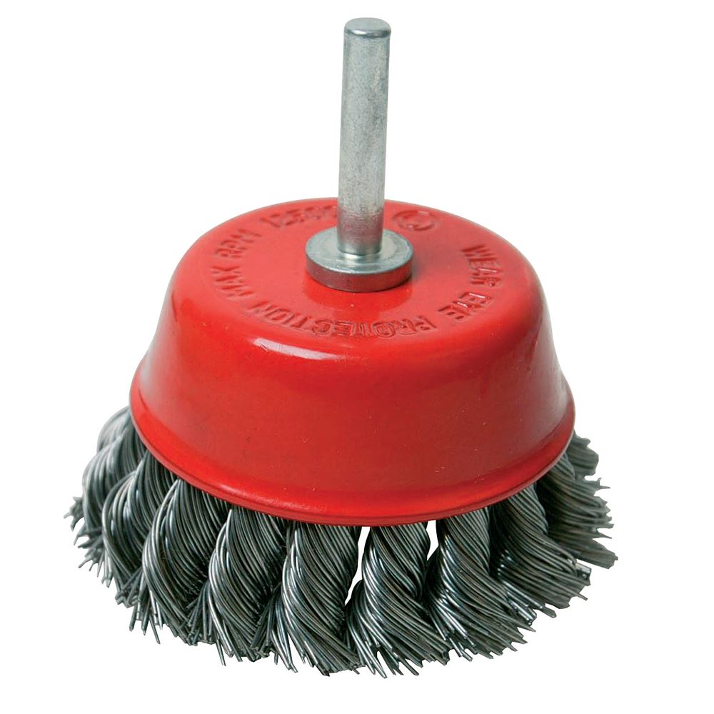 Silverline Rotary Steel Twist-Knot Cup Brush - 75mm, 6mm Shank