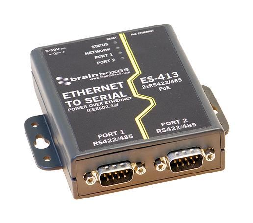 BRAINBOXES - Adaptateur Ethernet vers Série 2 Ports RS422/485 PoE