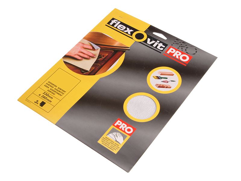 Flexovit יריעות שיוף מקרביד סיליקון, 180G, 230x280 מ״מ, חבילה של 3