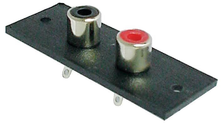 HiLo - 2x Phono Chassis-Platte, Rot + Schwarz, vernickelt