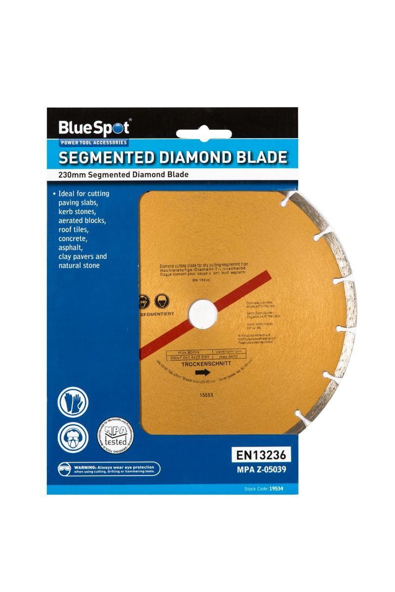 Blue Spot Disco Diamantato a Segmenti D’Oro 230mm per Taglio a Secco