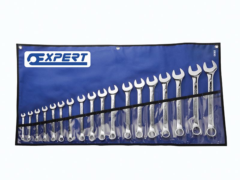 Expert Kombi-Ringschlüssel-Set mit Werkzeugrolle, 18-teilig
