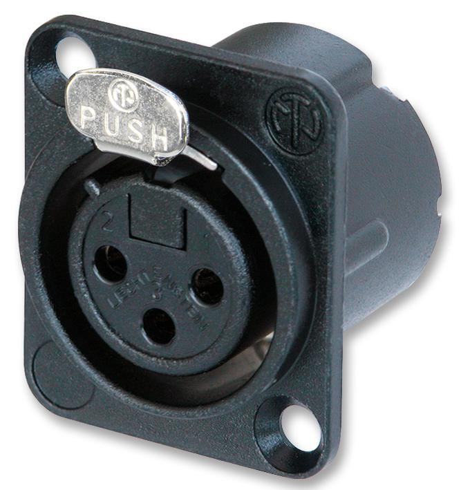 NEUTRIK XLR Socket, 3-Pole, Chassis Mount, Crimp