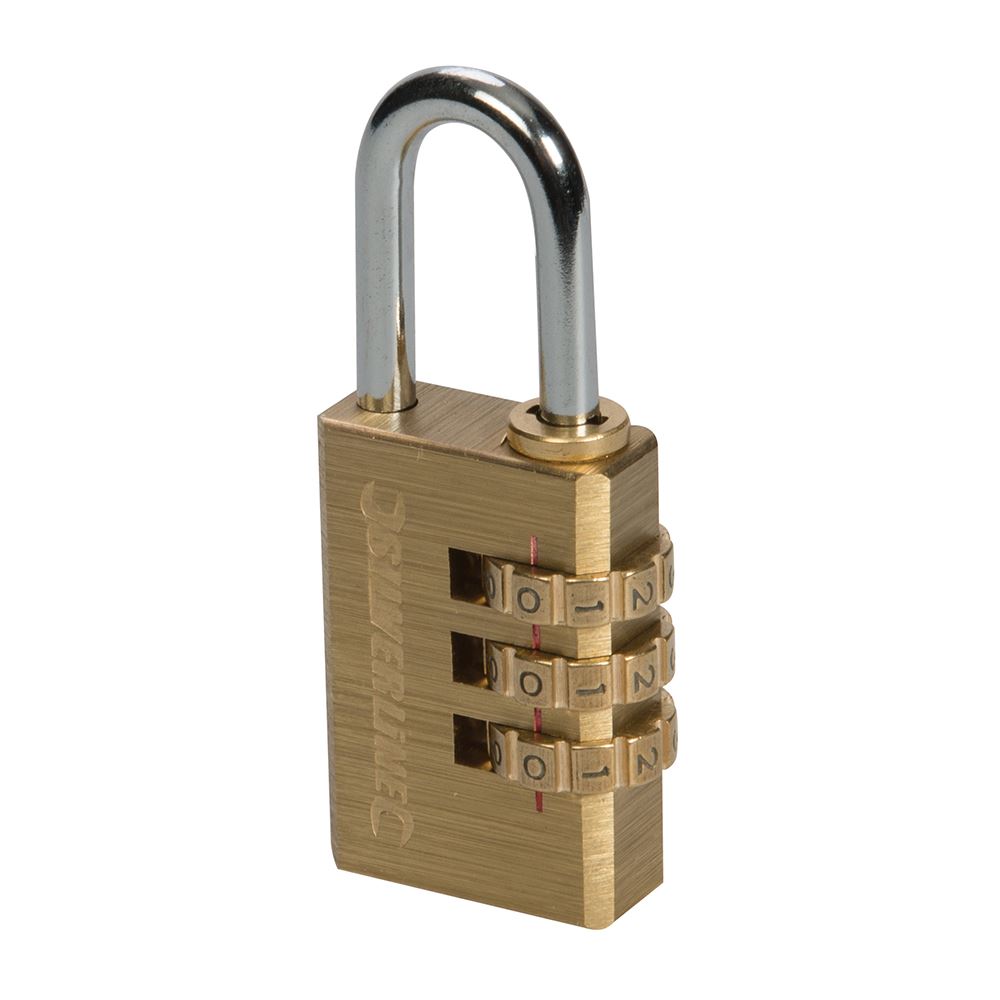 Silverline 3-Digit Brass Combination Padlock