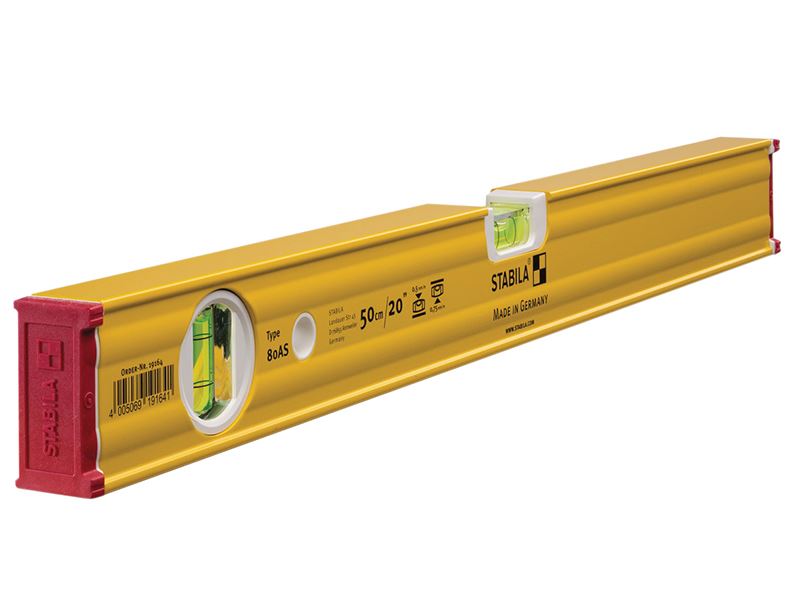 Stabila 80 AS Spirit Level with 2 Vials, Aluminium, 50cm