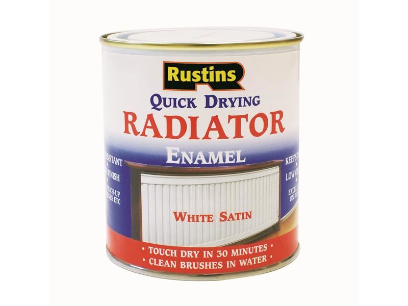 Rustins Sneldrogende Radiatorverf Satin Wit, 500ml