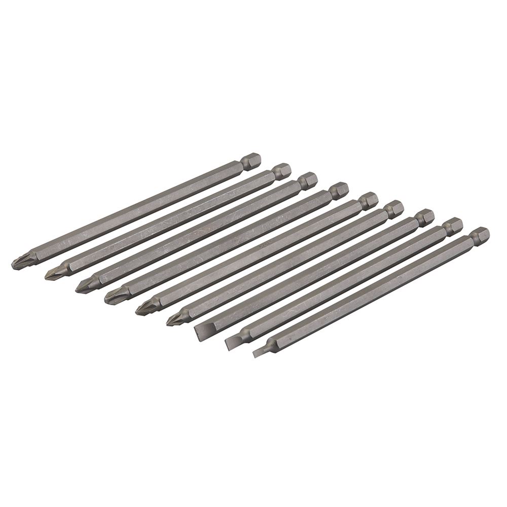 Silverline Extra-Long Power Bit Set, Chrome Vanadium, 150mm (9-Piece)