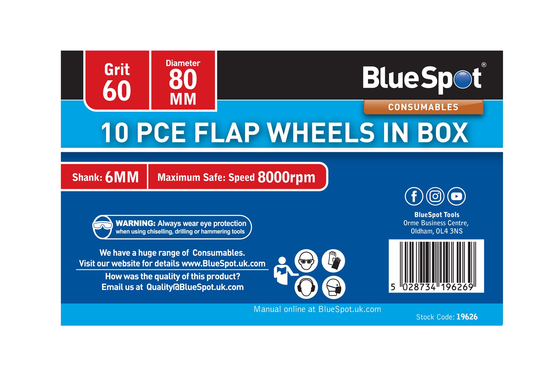 Blue Spot Tools 10 Dischi a Lamelle da 80mm Grana 60