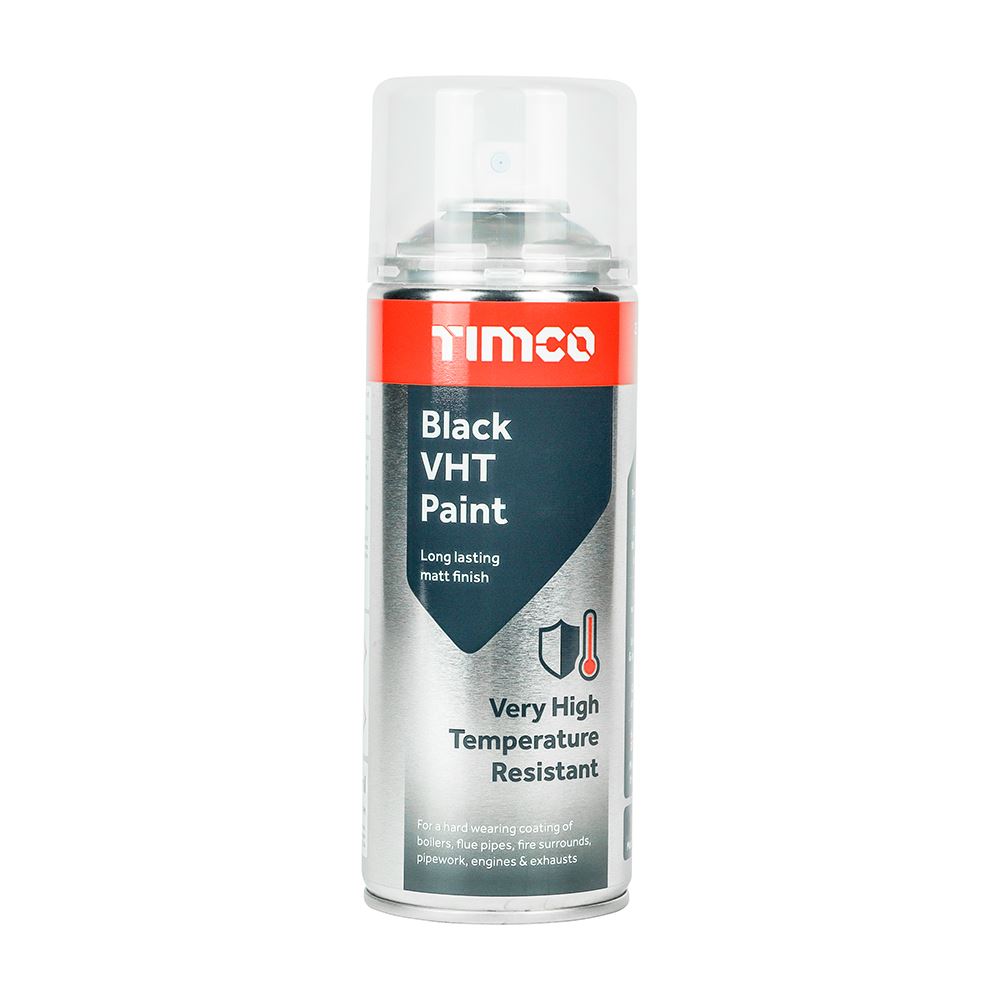TIMCO Black VHT Paint - Heat & Flame Resistant, 380ml