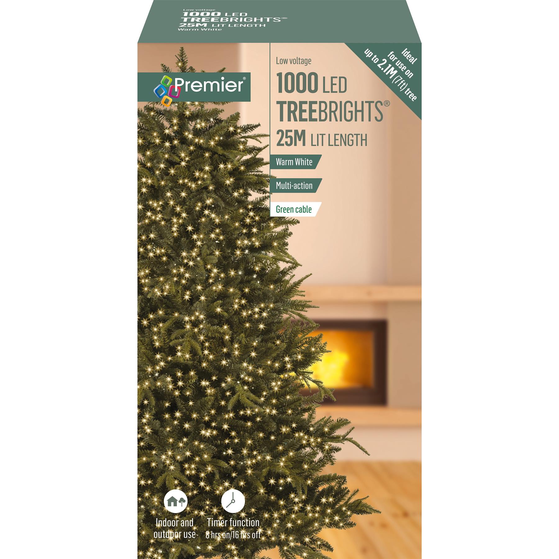Premier 1000 LED Warm White TreeBrights with Timer, 25m