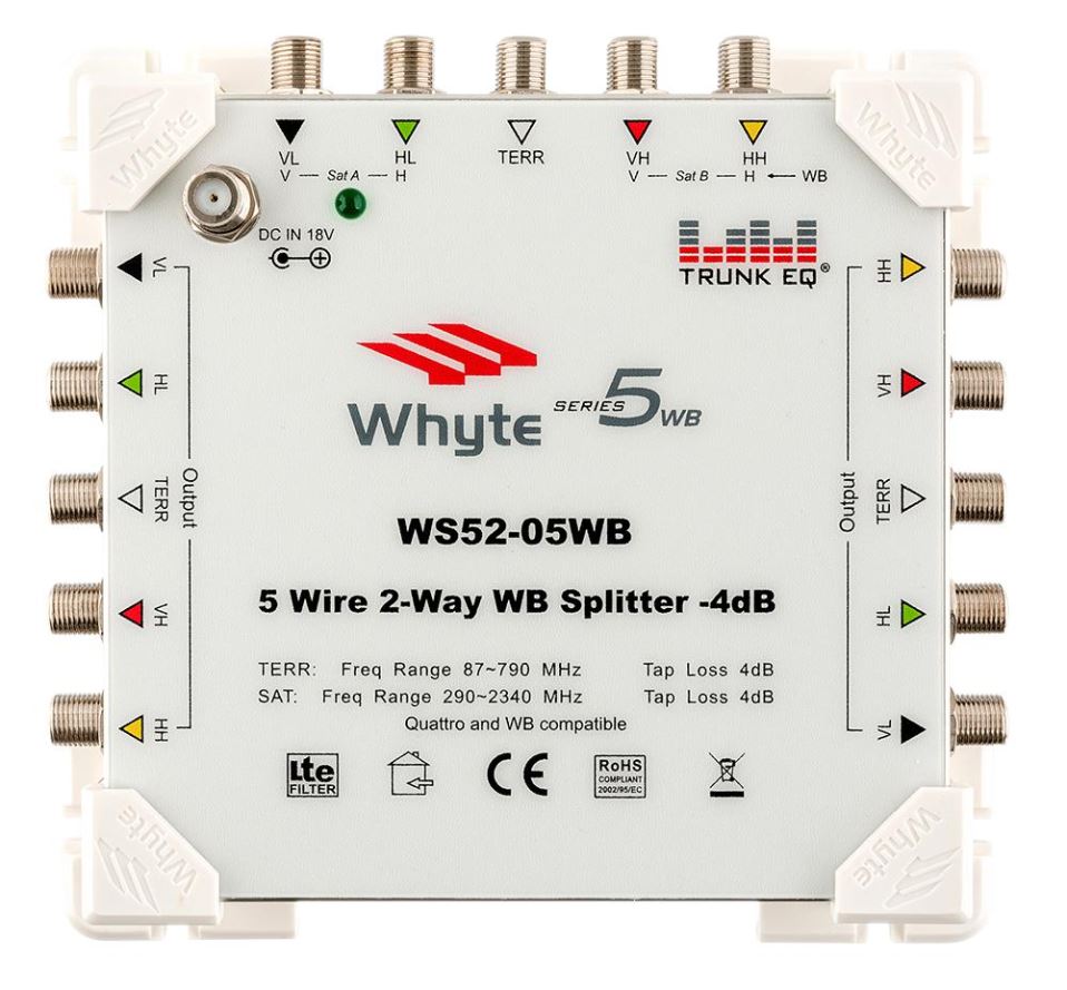 WHYTE - WS52-05WB Pembahagi 5 Wayar, 2 Laluan, -4dB Siri 5 WB