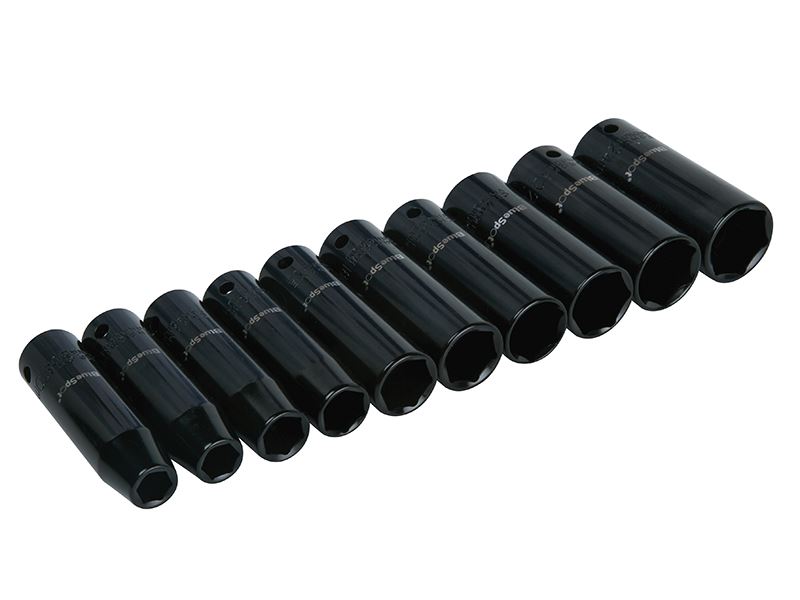 BlueSpot 1/2in Metric Deep Impact Socket Set, 10-24mm, 10 Piece