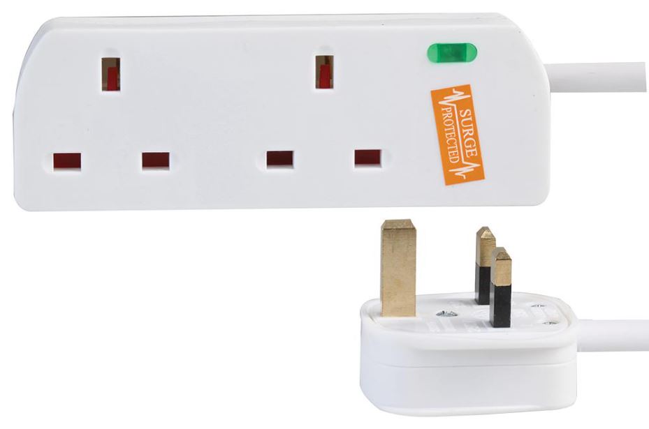 PRO ELEC 2-místná prodlužovačka se stabilizací napětí, 2m, bílá