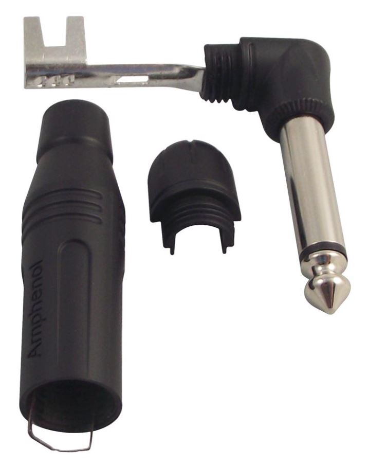 Amphenol 6.35mm Right Angle Jack Plug, 2-Pole, Black