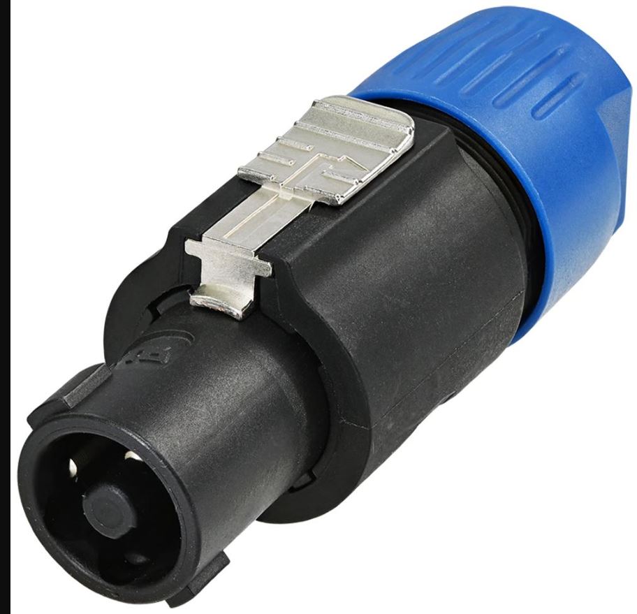 REAN 4-poliger Lautsprecherkabel-Stecker mit Rastverriegelung, Blau