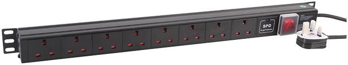 LMS DATA PDU 8 Saídas com Proteção contra Surtos 1U Vertical, 240V, 13A