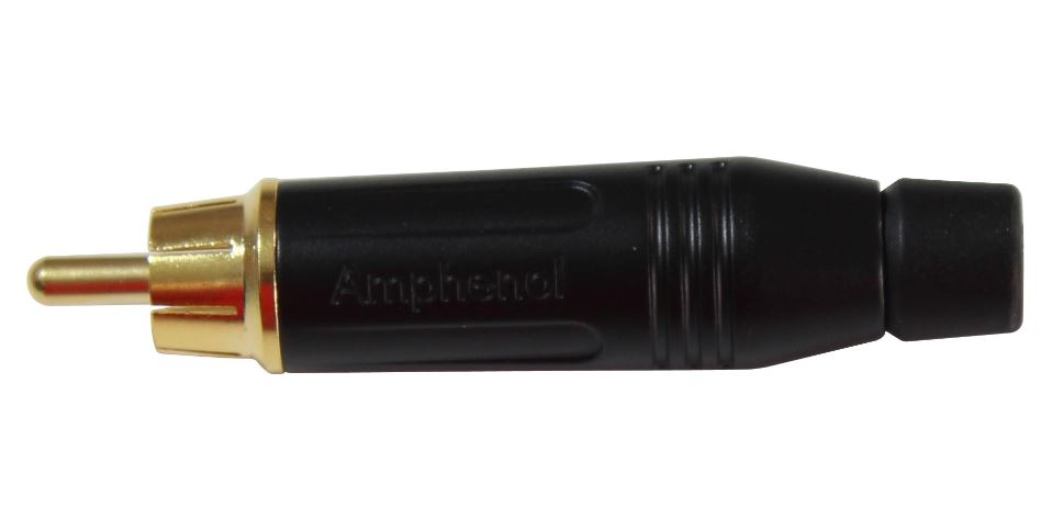 Amphenol RCA Male Phono Plug, Black, Gold Plated