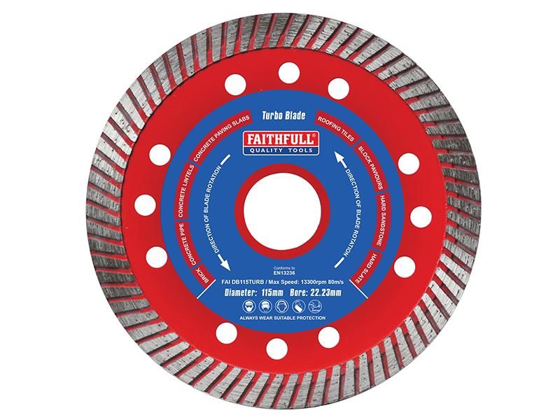 Faithfull Disco de Diamante Turbo Corte 115mm x 22.2mm