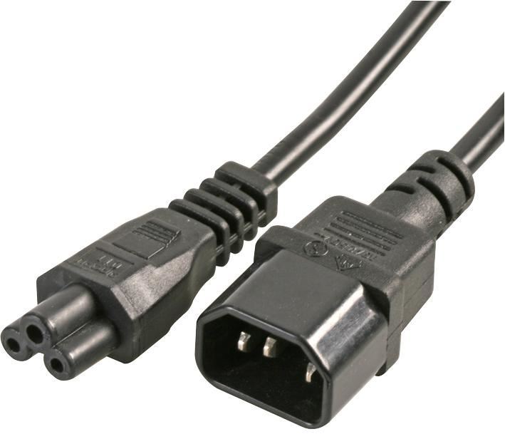 PRO ELEC Sreang Cumhachta IEC C5 go C14, 2m, Dubh