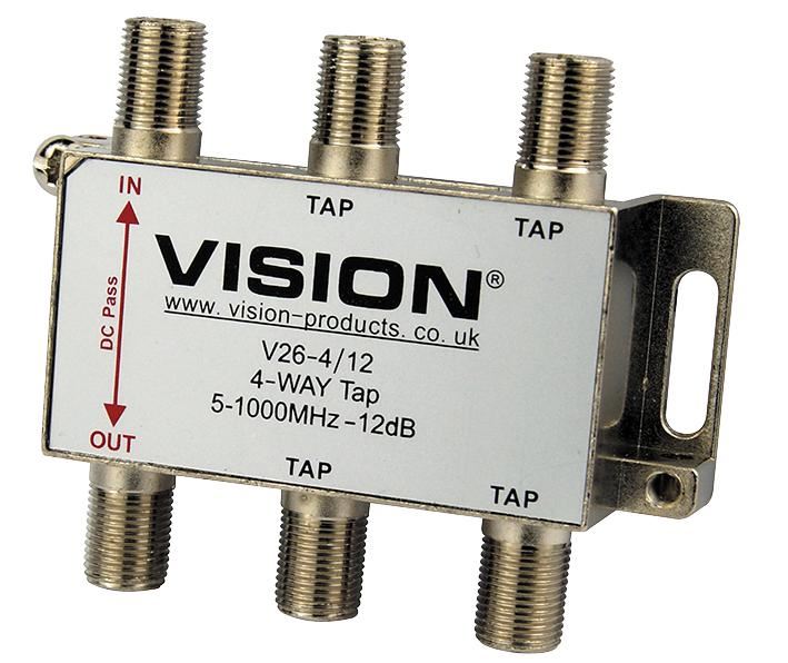 VISION Coupleur MATV 4 voies 12 dB, boîtier en zamak, prise UK