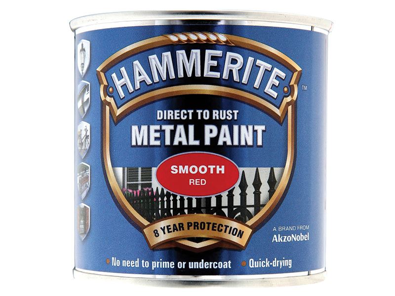 Hammerite Gladde Metaalverf Rood 250ml
