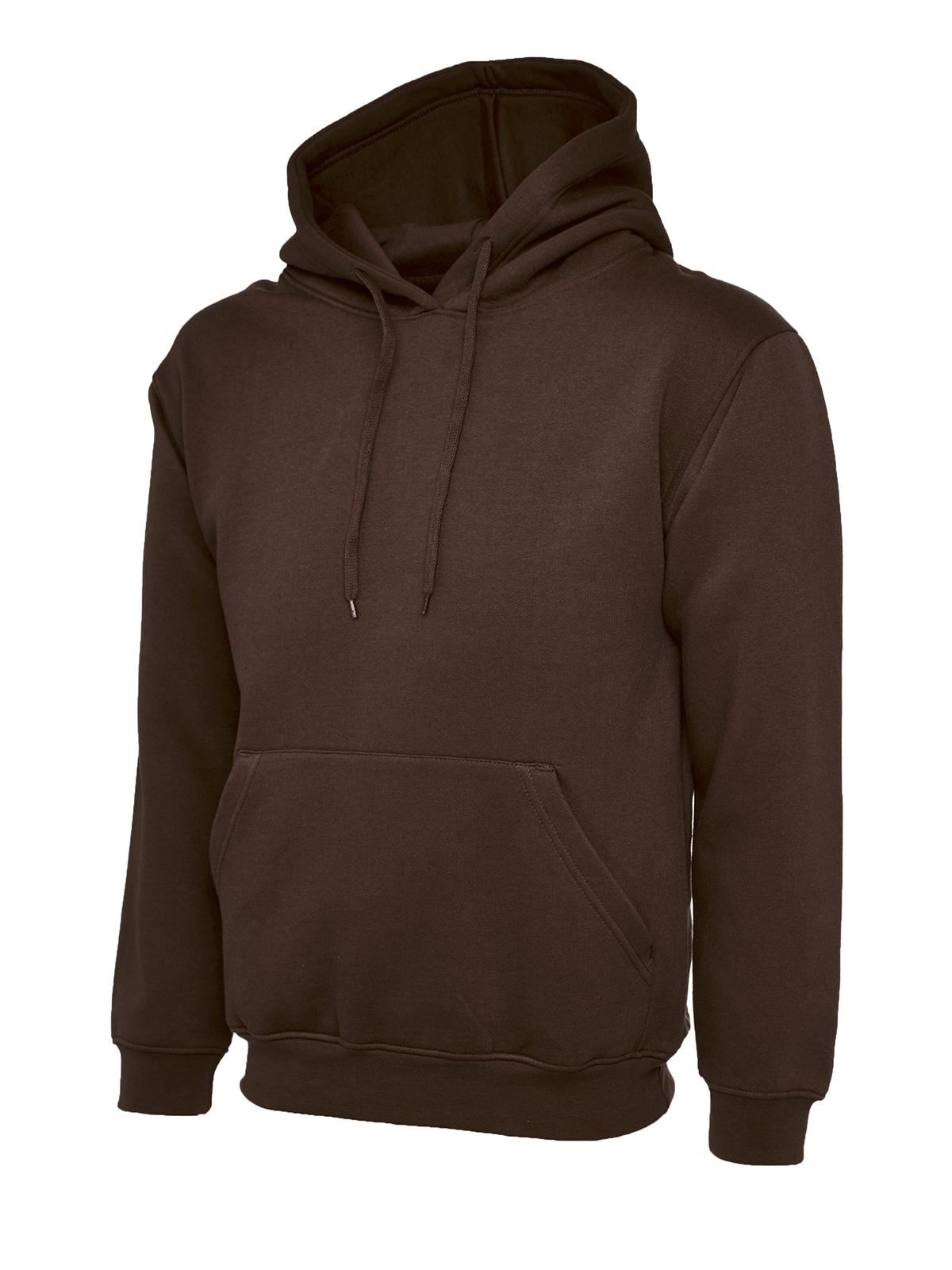 Uneek Unisex Classic Hooded Sweatshirt, 50% Polyester 50% Cotton, Brown, 4XL