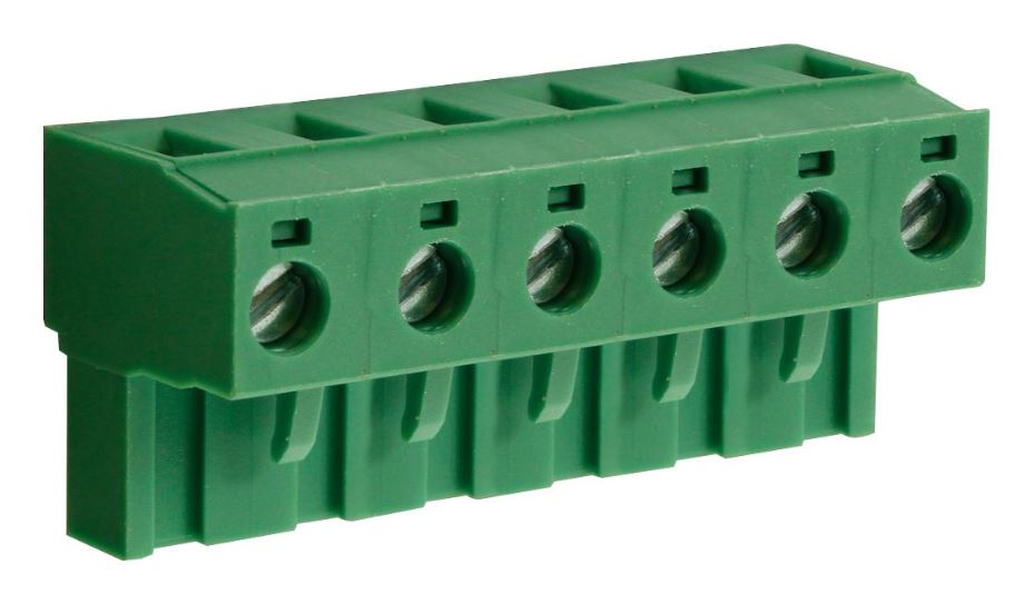 CamdenBOSS Bloco de Terminais Vertical Conectável, 6 Polos, 15A, Verde PA66, 7.