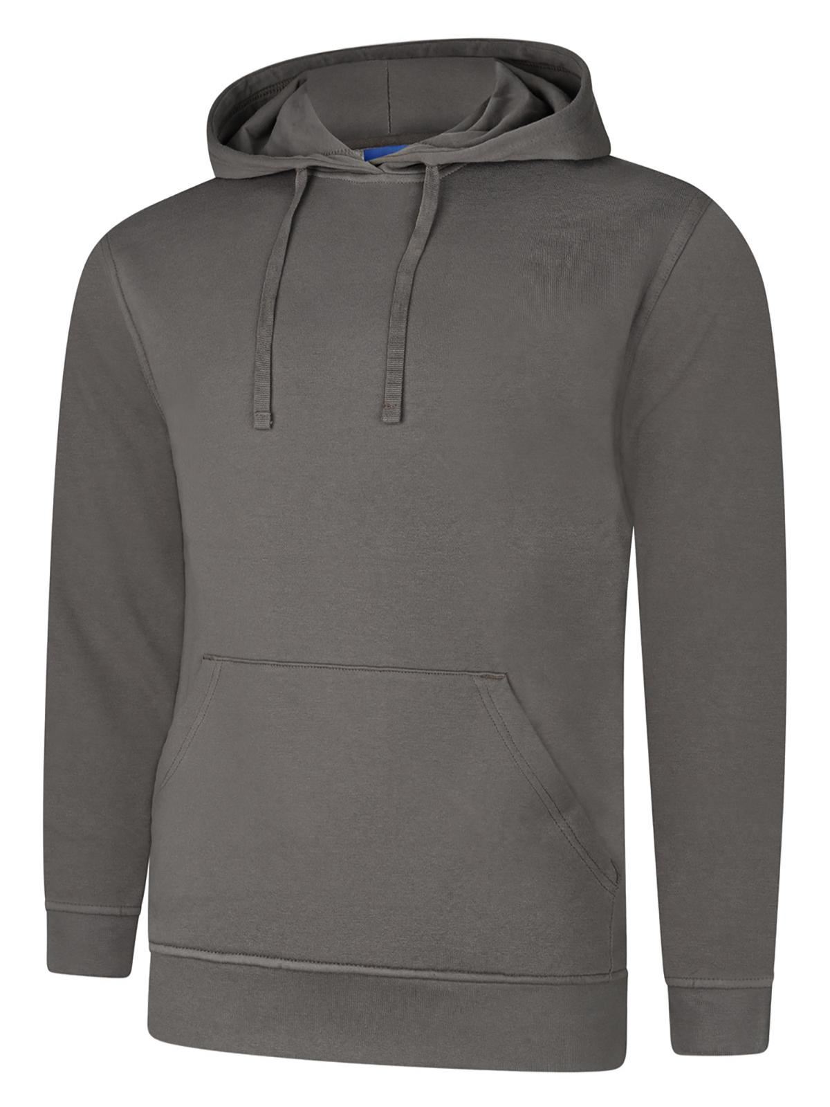 Uneek Unisex Deluxe Hooded Sweatshirt, 60% Cotton, Steel Grey, Size M