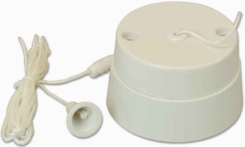 Crabtree 6AX 2-Way SP Ceiling Switch Pull Cord, White, 68.5x42.5mm