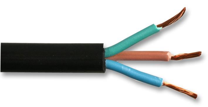 PRO POWER - Cábla Rubair H05RR-F 3-Chró, 0.75mm², Dubh, 100m