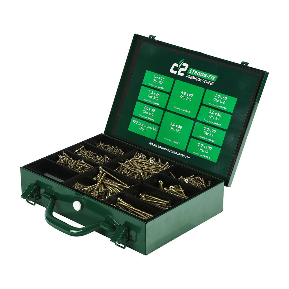 Timco C2 Strong-Fix Multi-Purpose Screws Assorted Case, PZ, 1,798pcs