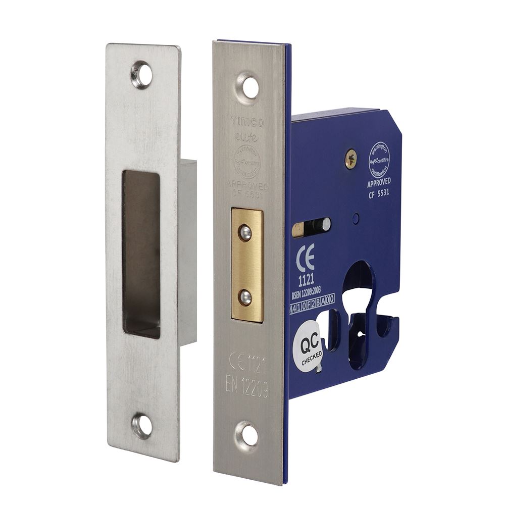 Timco Euro Deadlock, Satijn Nikkel, 66mm Koffer, 45mm Backset