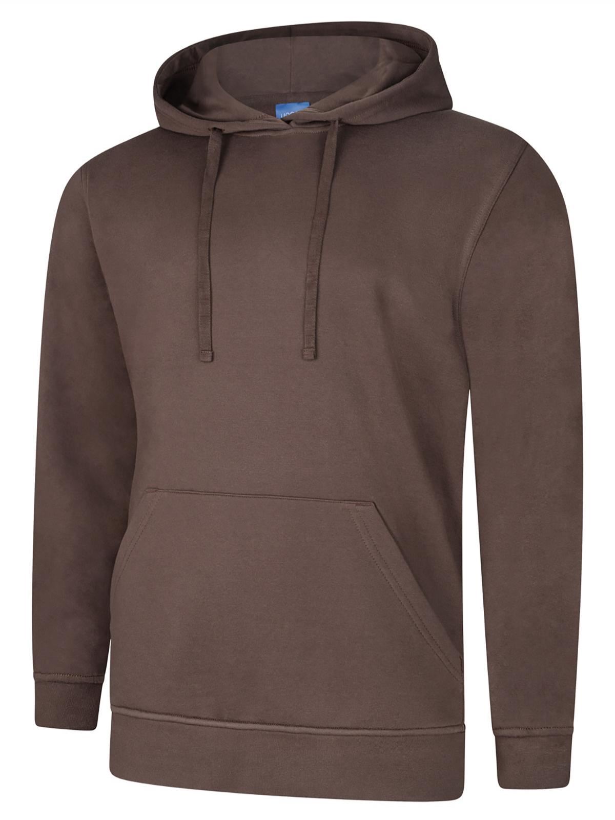 Uneek Unisex Deluxe Hooded Sweatshirt, Brown, XL, 60% Cotton 40% Polyester