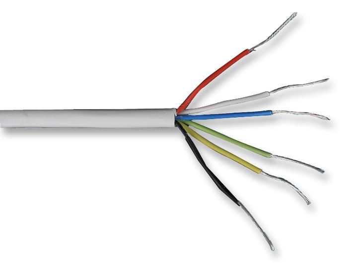 VENTCROFT SECURITY 6코어 알람 케이블, 화이트, 4mm, 100m 릴