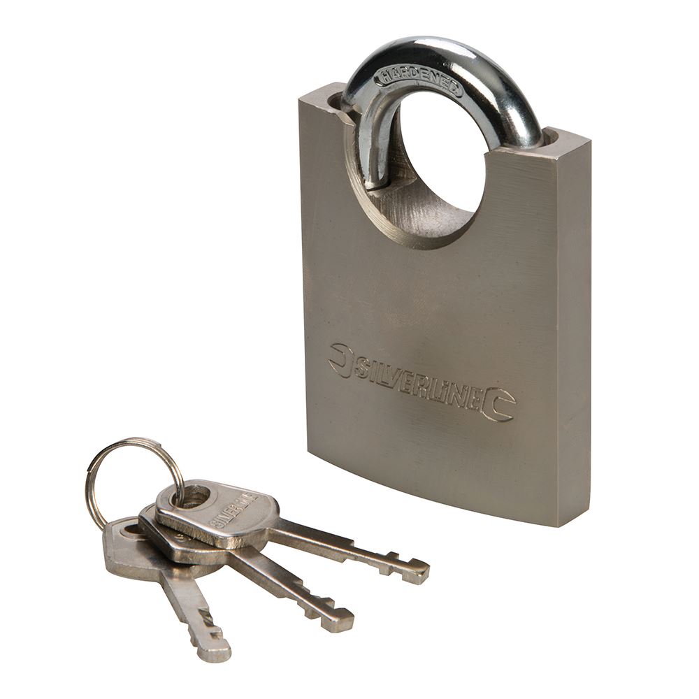 Silverline Shrouded Padlock, Steel with Brass Cylinder, 60mm