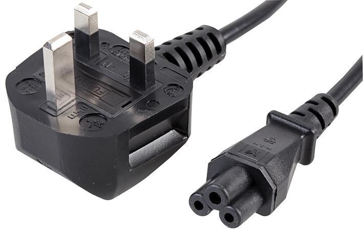 Cabo de Alimentação PRO ELEC 2.5A C5 para Tomada UK, 1.5m, Preto