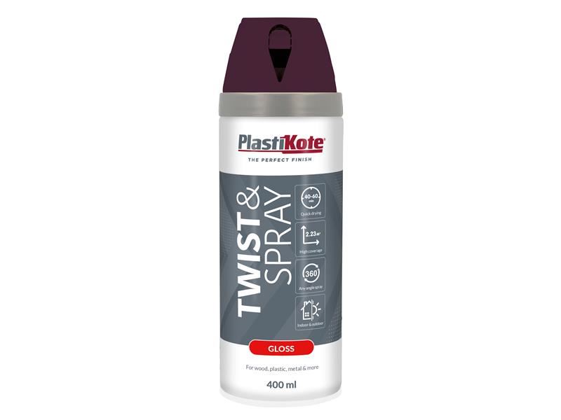 PlastiKote Twist & Spray Gloss Paint - Purple Violet, 400ml