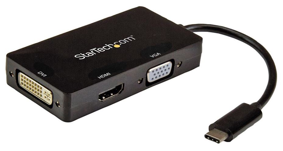 STARTECH Adaptateur Multiport USB-C vers HDMI/DVI/VGA, Noir