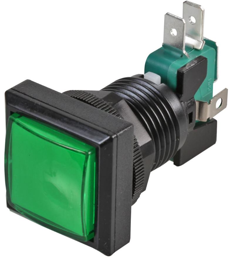 RJS Electronics LED Illuminated Square Push Button Switch, 12V DC, Green