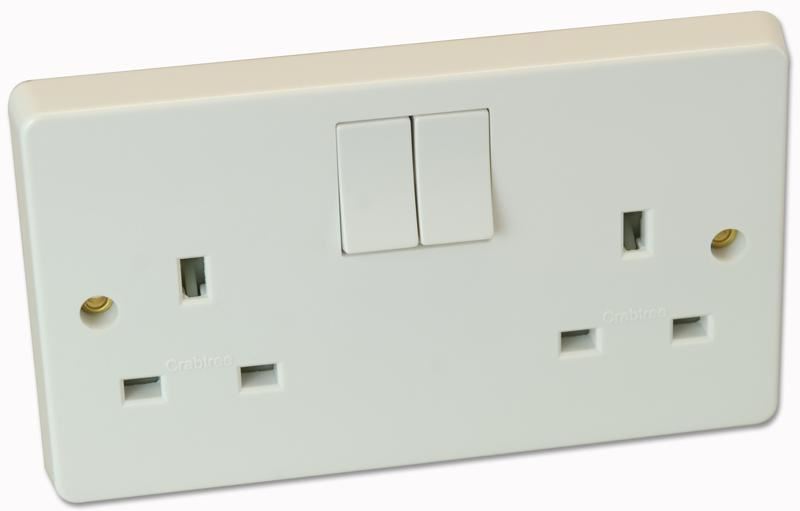 Crabtree 13A 2-gangschakelaar met dubbele pool, Wit