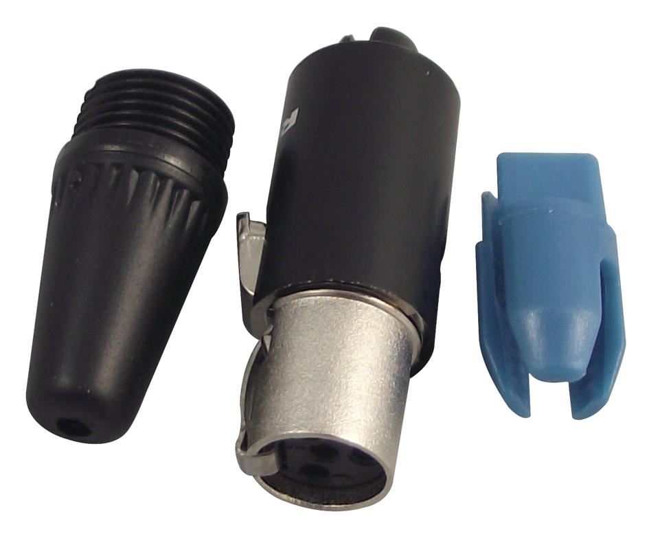 REAN Mini-XLR-Buchse in-line, 4-polig, Schwarz
