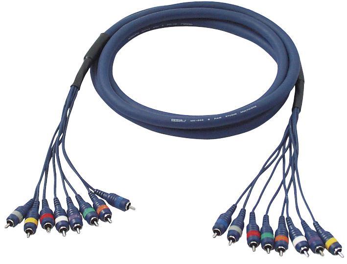 PRO:FORM 8-Weg Phono (RCA) Male naar Male Loom, 3m, Blauw