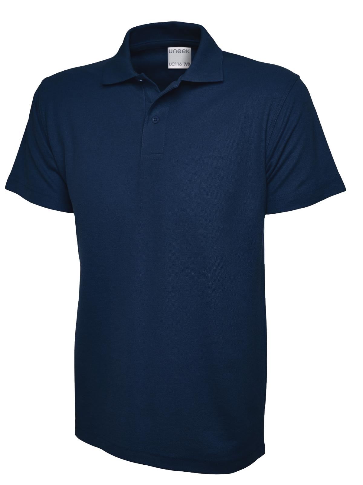 Uneek Polo Unisex Ultra Algodón para Niños, Azul Marino, Talla 3/4 Años