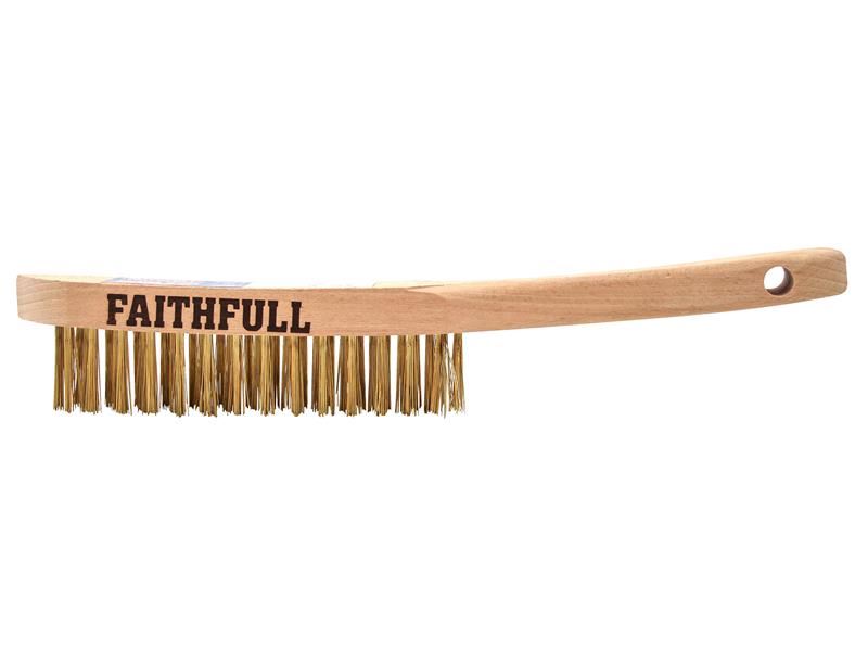 Faithfull Cepillo de Latón de 3 Filas para Desbastar, Mango de Haya FSC