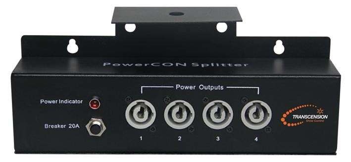 TRANSCENSION PowerCON Distributor Splitter, 1 In 4 Out, 20A