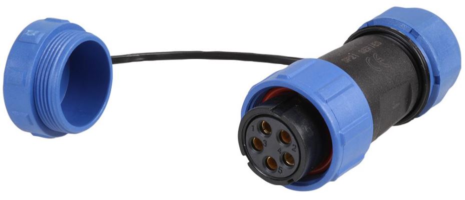 PRO ELEC Presa di Collegamento Circolare Filettata 5 Poli, IP68, 7-12mm