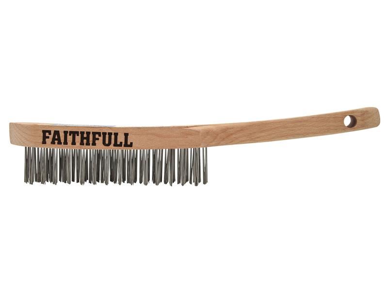 Faithfull Heavy-Duty Stainless Steel 3-Row Scratch Brush