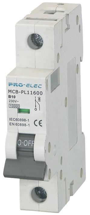 PRO ELEC Disjoncteur unipolaire Type B 10A, 10kA, 230V